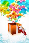 Gift Box with Colourful Bubbles